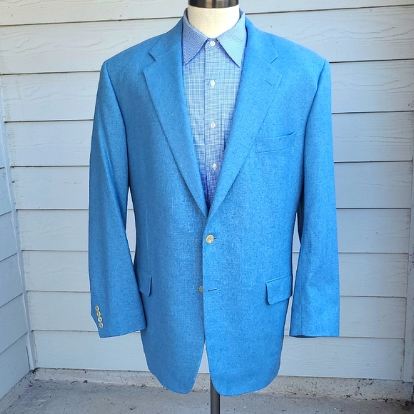 SAMUELSOHN Blue‎ Weave SB Andrew Silk Cashmere Blend Mens 46 L Sport Coat Blazer